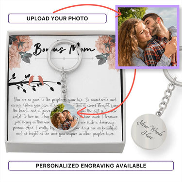 Bonus Mom Birth Flower Circle Keychain - Love You This Much